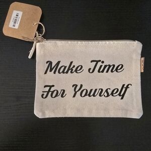 LOF Cream Cosmetic Bag with Black Text